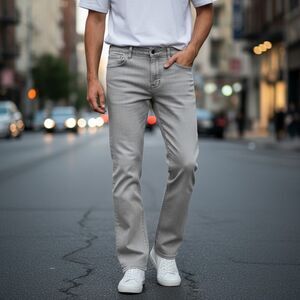 Ezekiel Mens Gray Ez Rider Straight Stretch Denim 5 Pocket Pants 36x33